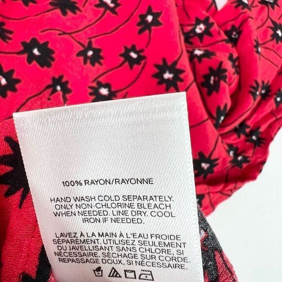 Express Shirt Womens Small Crew Neck Long Bell Sleeve Floral Red New - Picture 9 of 12